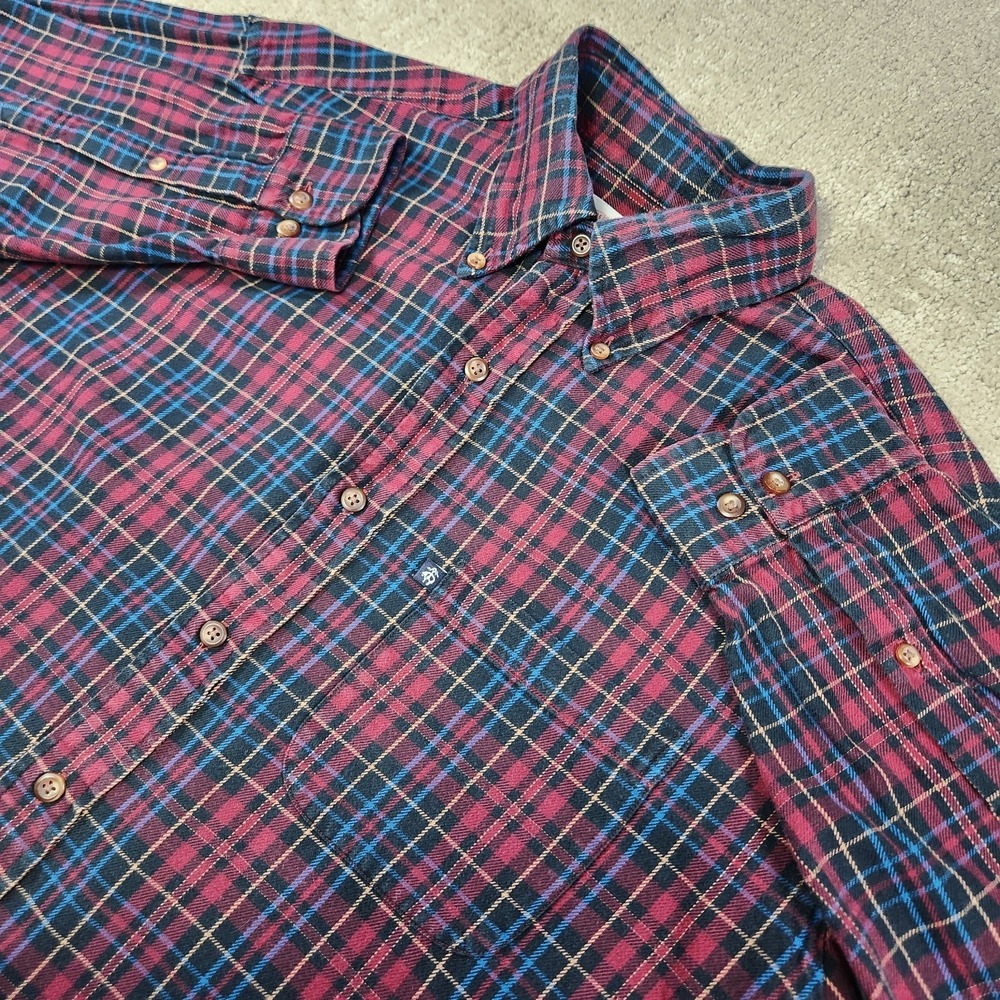 Brooks Brothers Flannel Shirt Men Medium Button Down Scotch Plaid Red Cotton